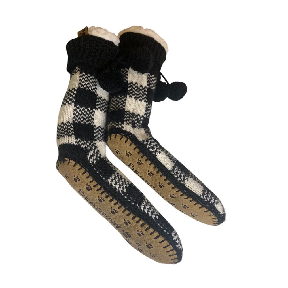 L/XL Bear Paw Womens Fleece Lined Slippers Buffalo Plaid Mid-Calf
